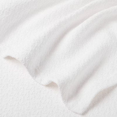 Threshold Throw Bed Blanket Oversized Cotton 108x92 Lightweight, White, King