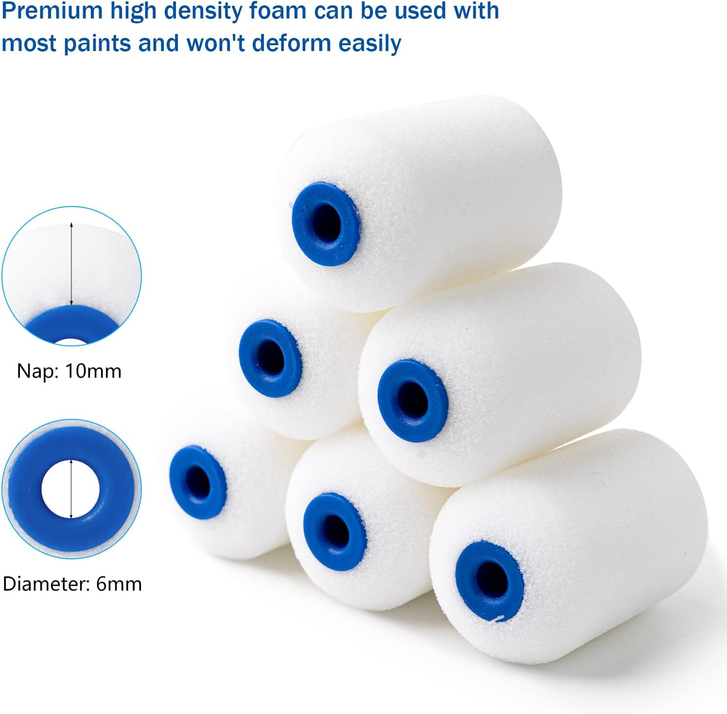 2 Inch Foam Roller Kit 10-Pack for Touch-Ups | Versatile Mini Rollers for Walls,