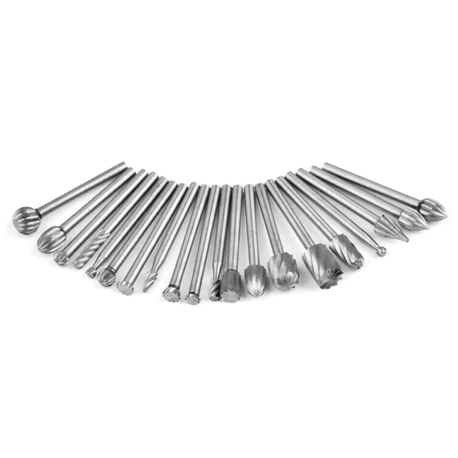 20 Pcs HSS Carving Burr Set Rotary Tool Bits for Wood Engraving 3.17mm Shank