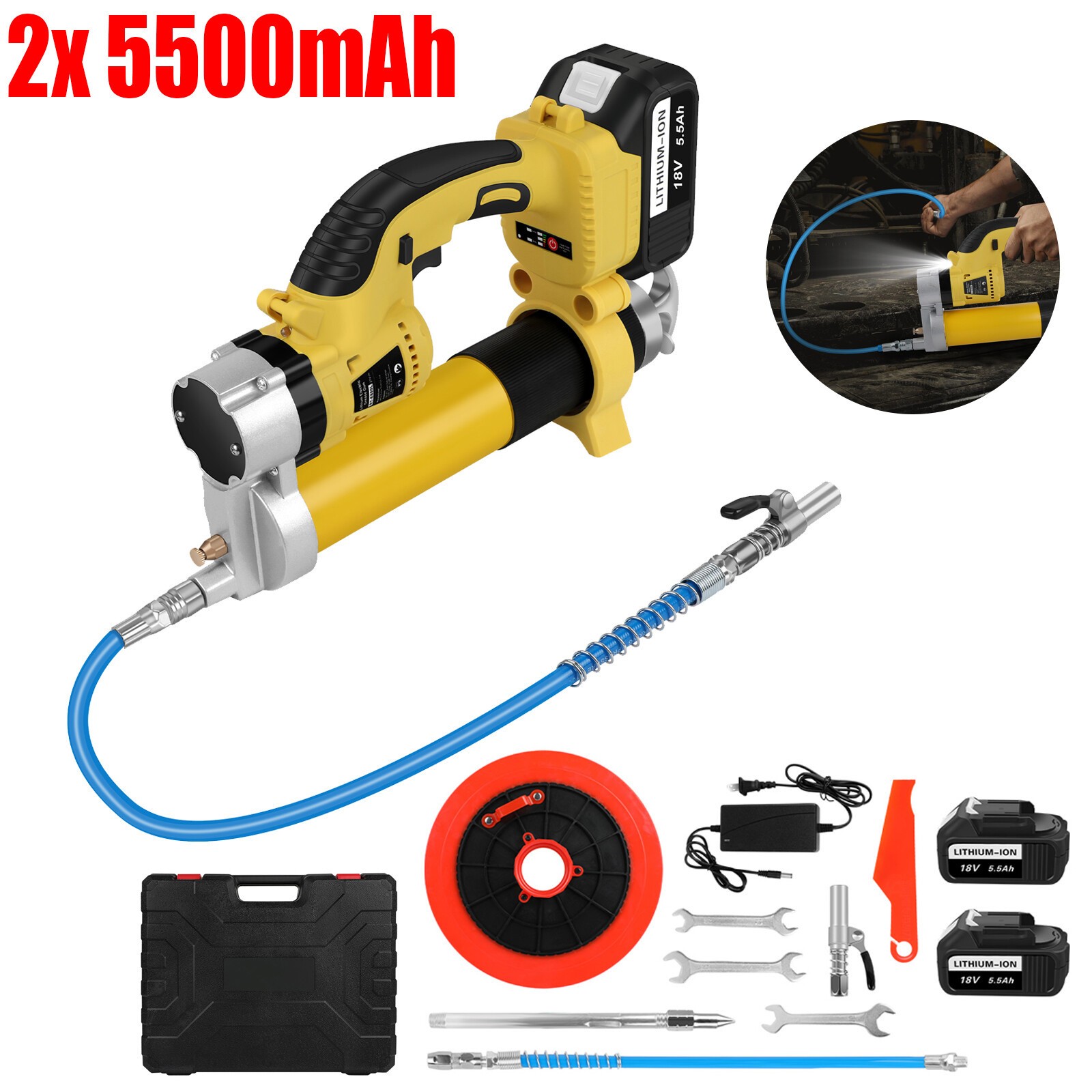 Cordless Electric High Pressure Grease Gun For Makita 18V /w 2X 5.5Ah Battery US