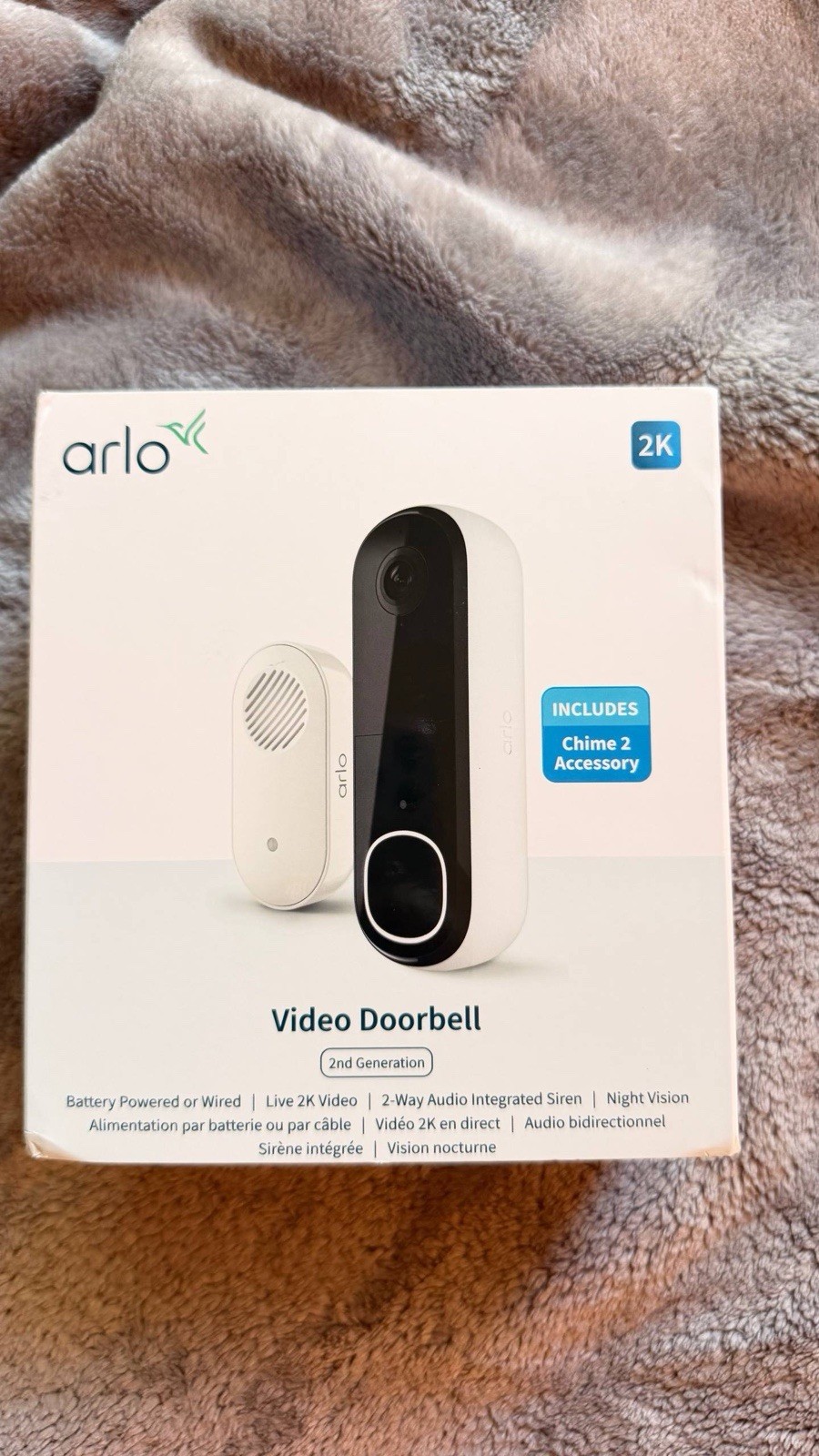 Arlo Video Doorbell 2K (2nd Gen) Wireless/Wired + Chime 2 - Brand New / Sealed