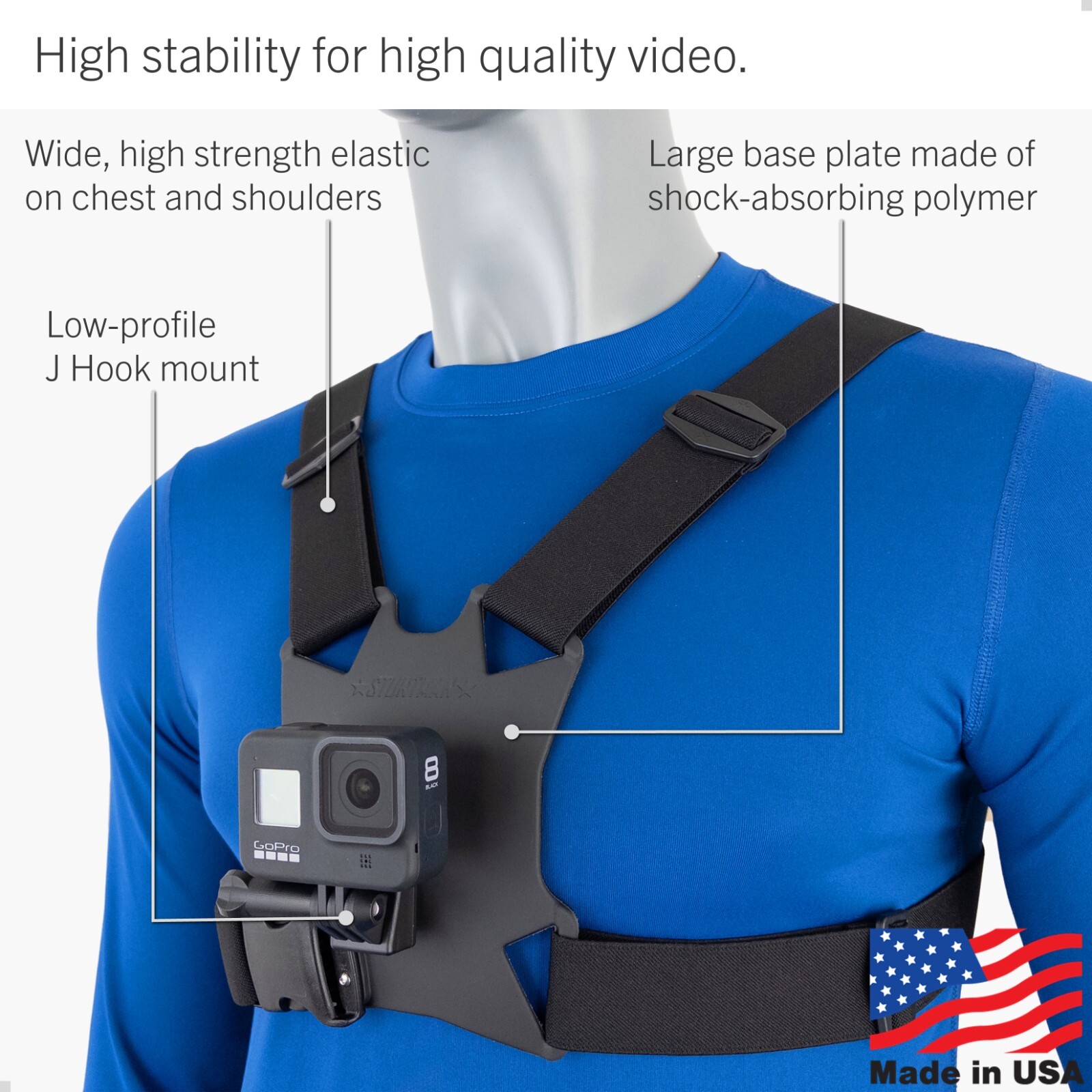 STUNTMAN High Stability Chest Mount with J Hook for Action Cameras