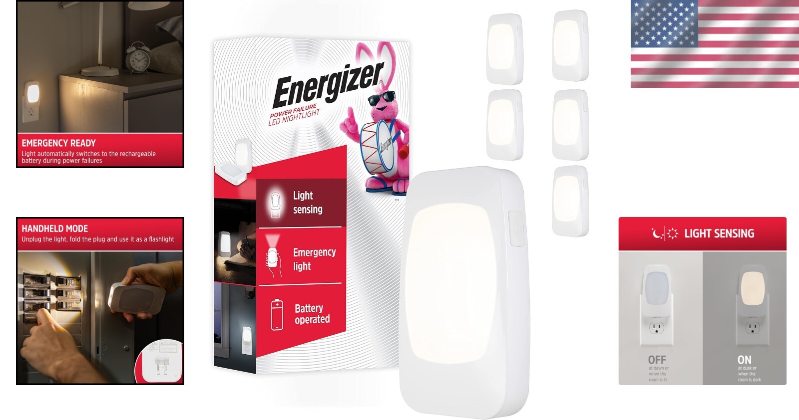 4-in-1 LED Night Light Power Failure Emergency Flashlight Plug-in