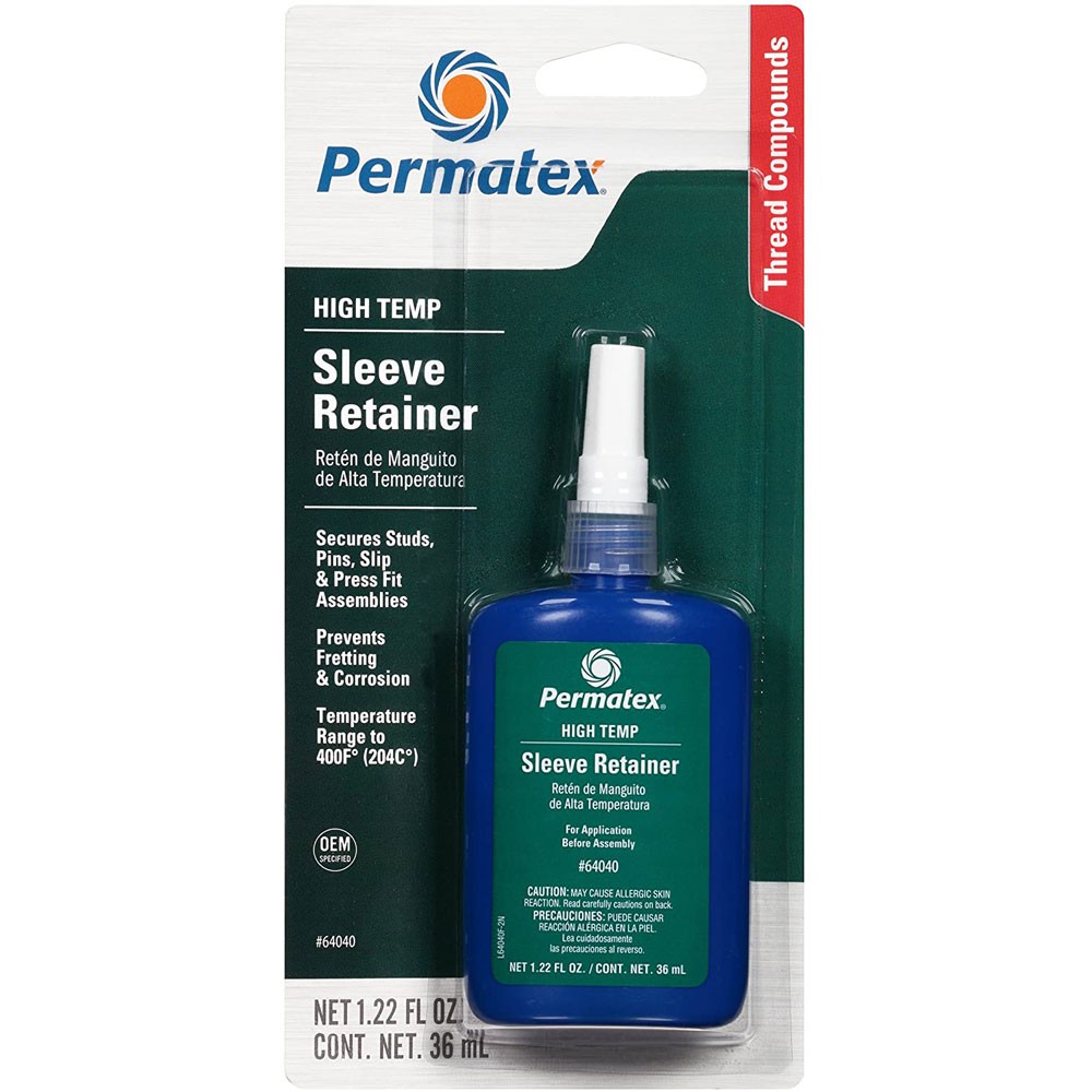 Permatex Thread Locker 64040; Sleeve Retainer 1.22 oz. Squeeze Bottle Green