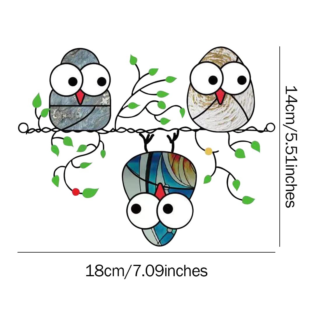 Multicolor Owls Window Hanging Suncatchers Panel Bird Stained Window Hangings...