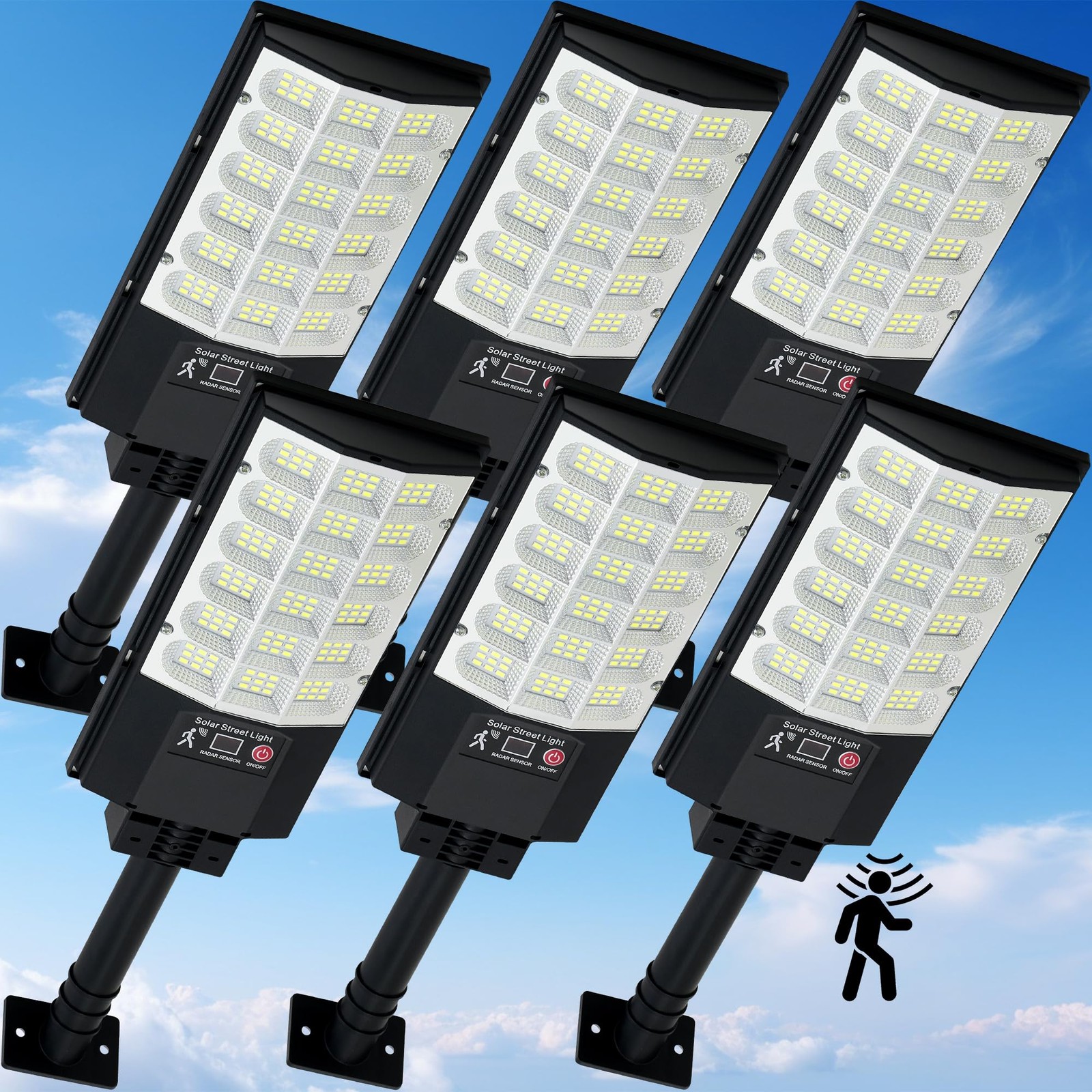 Solar Lights Outdoor Motion Sensor Waterproof 6500K 6PCS TFKK Street Remote