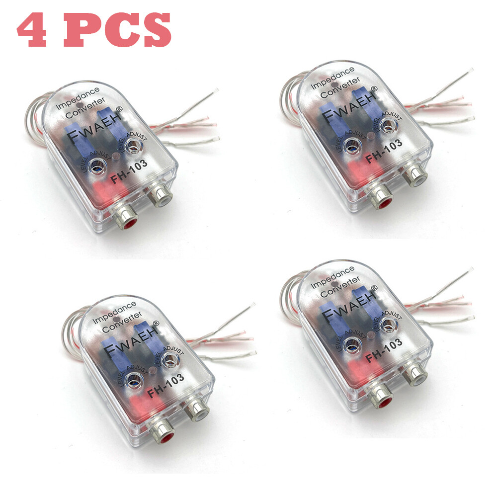 4Pcs Hi-Low Impedance Converter 2-Channel RCA Line Out Level Car Speaker Radio