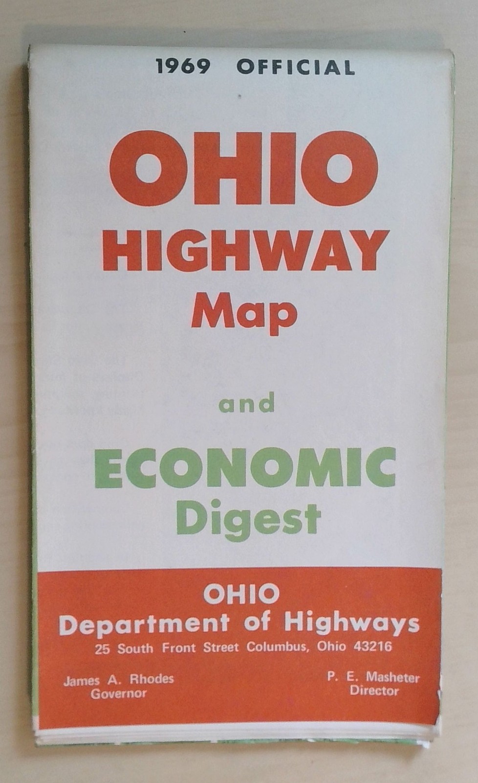 1969 Official Ohio Highway Map & Economic Digest Vintage Road Atlas Travel