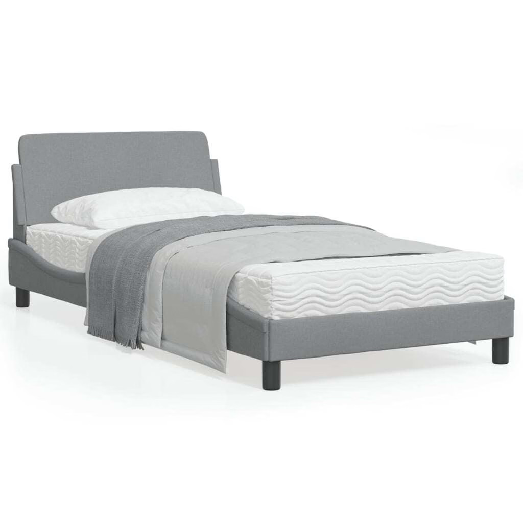 Bed Frame "Dover" Light Gray 39.4"x74.8" Fabric
