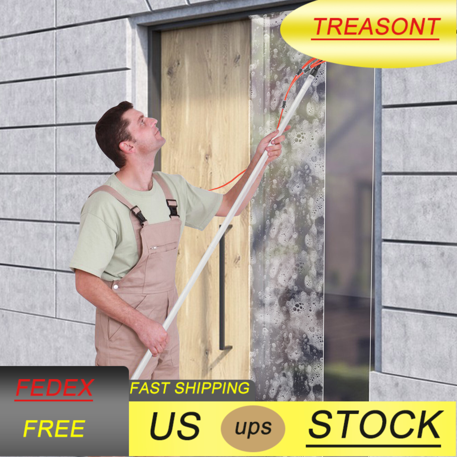 Water Fed Pole Kit Water Fed Brush 26FT For Window Solar Panel Cleaning Washing
