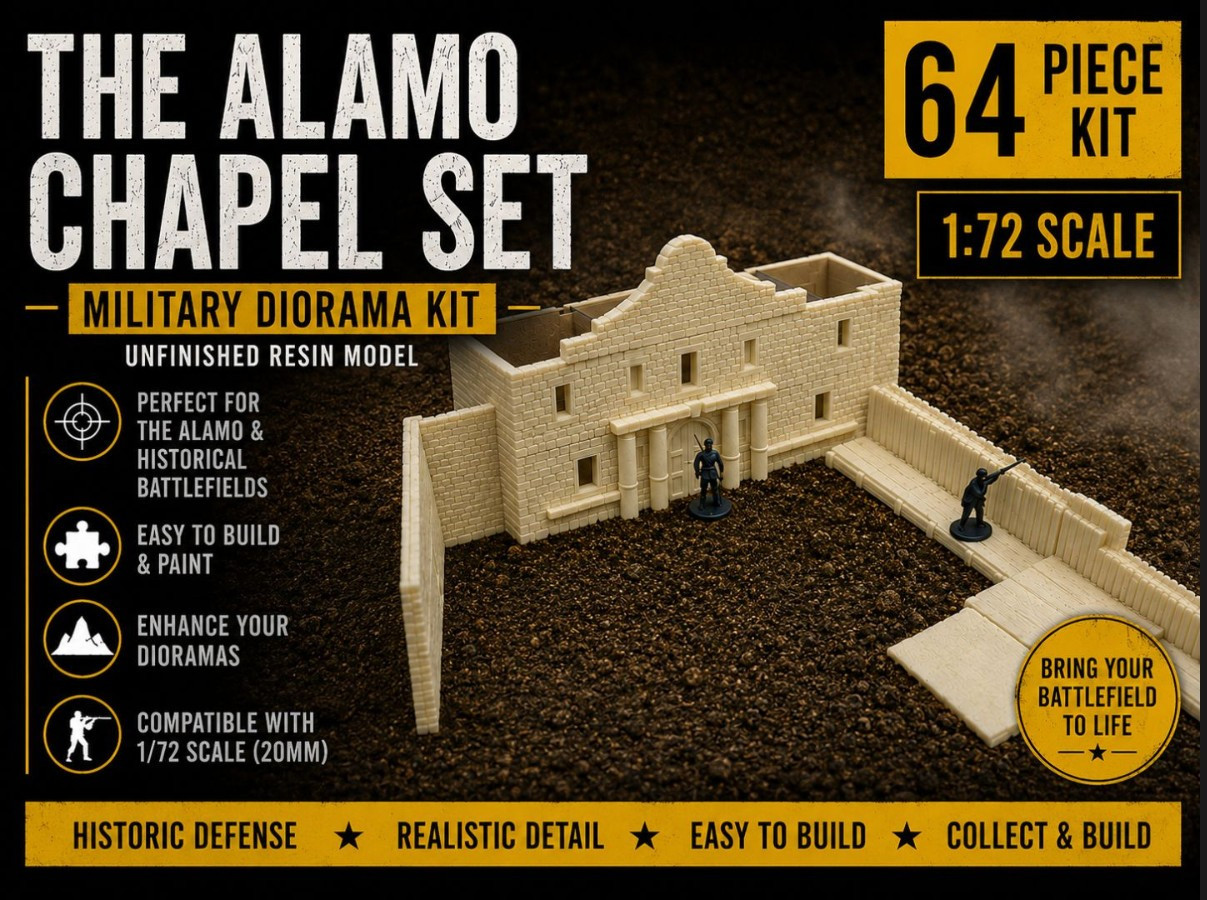 1/72 Alamo Chapel Front Display Set 64 Pcs Texas History Diorama School Project