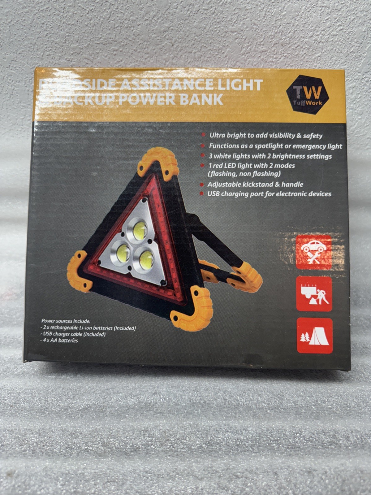 Auto Emergency Roadside Assistance Light & Backup Power Bank Rechargeable Li-ion