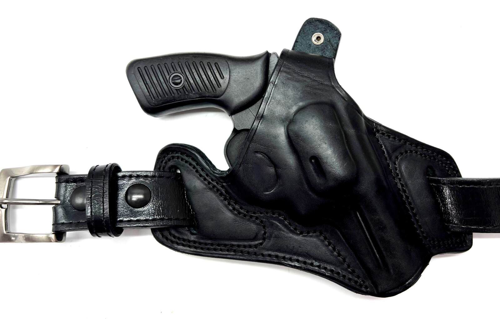 For 2" TAURUS 942, Right Hand Black Leather Cross-Draw Belt Holster