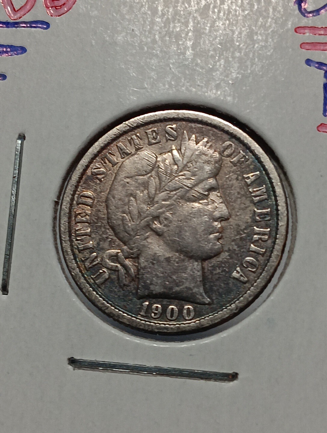 👉1900  Silver Barber Dime  Stunning Toning Vf/Xf. M/219