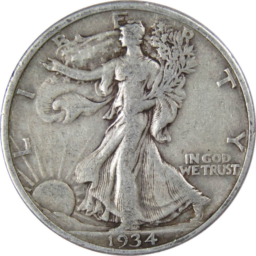 1934 Liberty Walking Silver Half Dollar F Fine 50c Coin Collectible