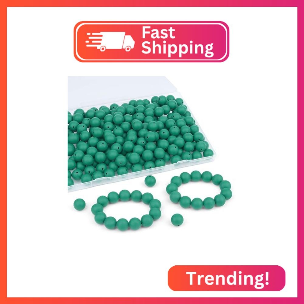 LAIDANLA 120pcs 15mm Deep Green Silicone Beads for Keychain, Bracelet & Necklace