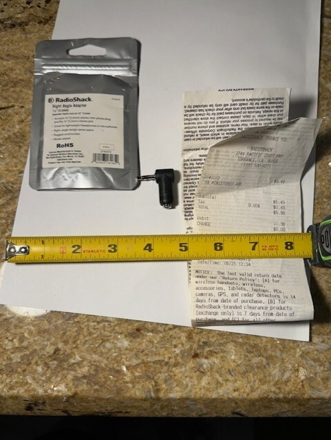 radio shack right angle adapter 3.5mm 1/8