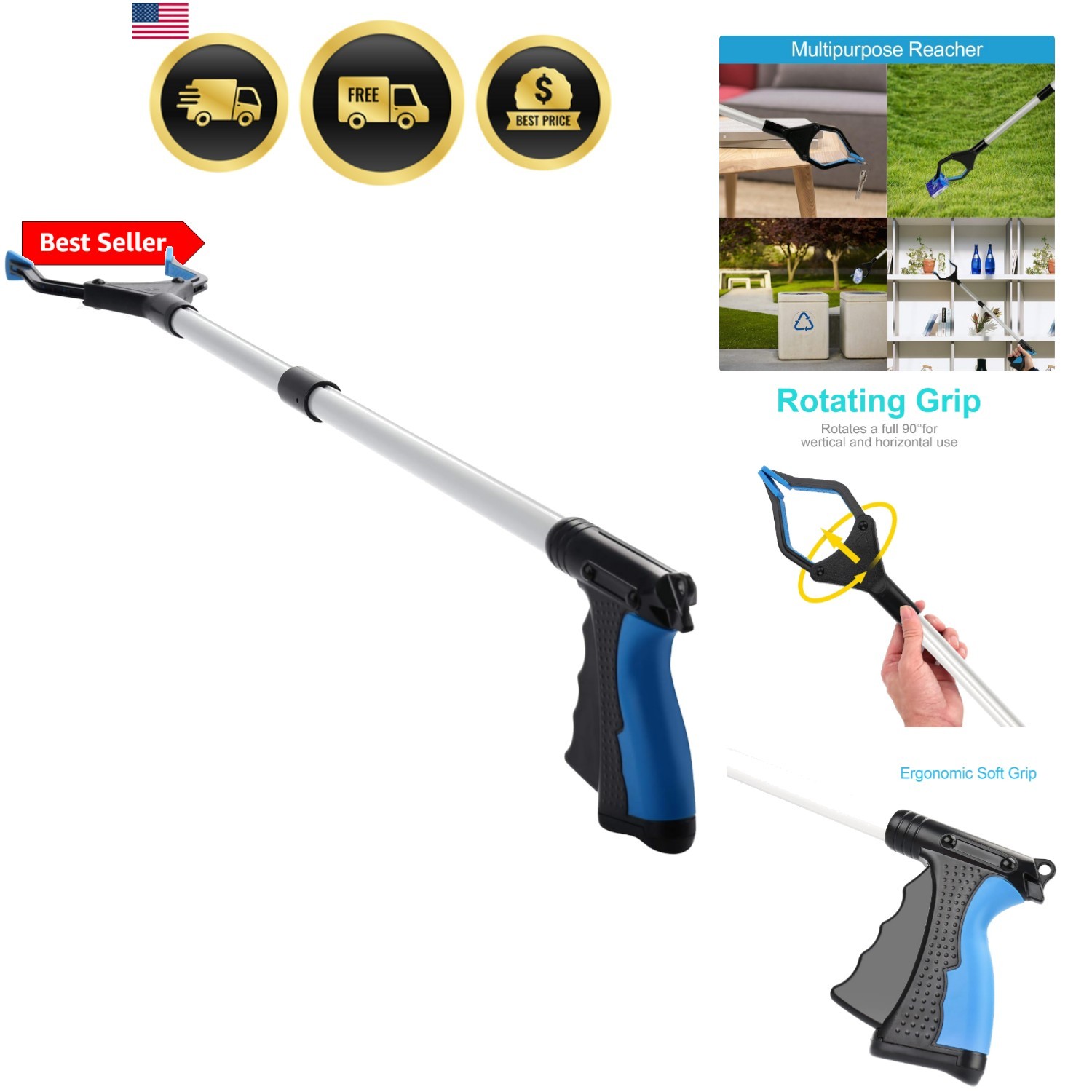 Grabber Reacher Tool, 32" Grabbers for Elderly, Lightweight Extra Long Handy ...