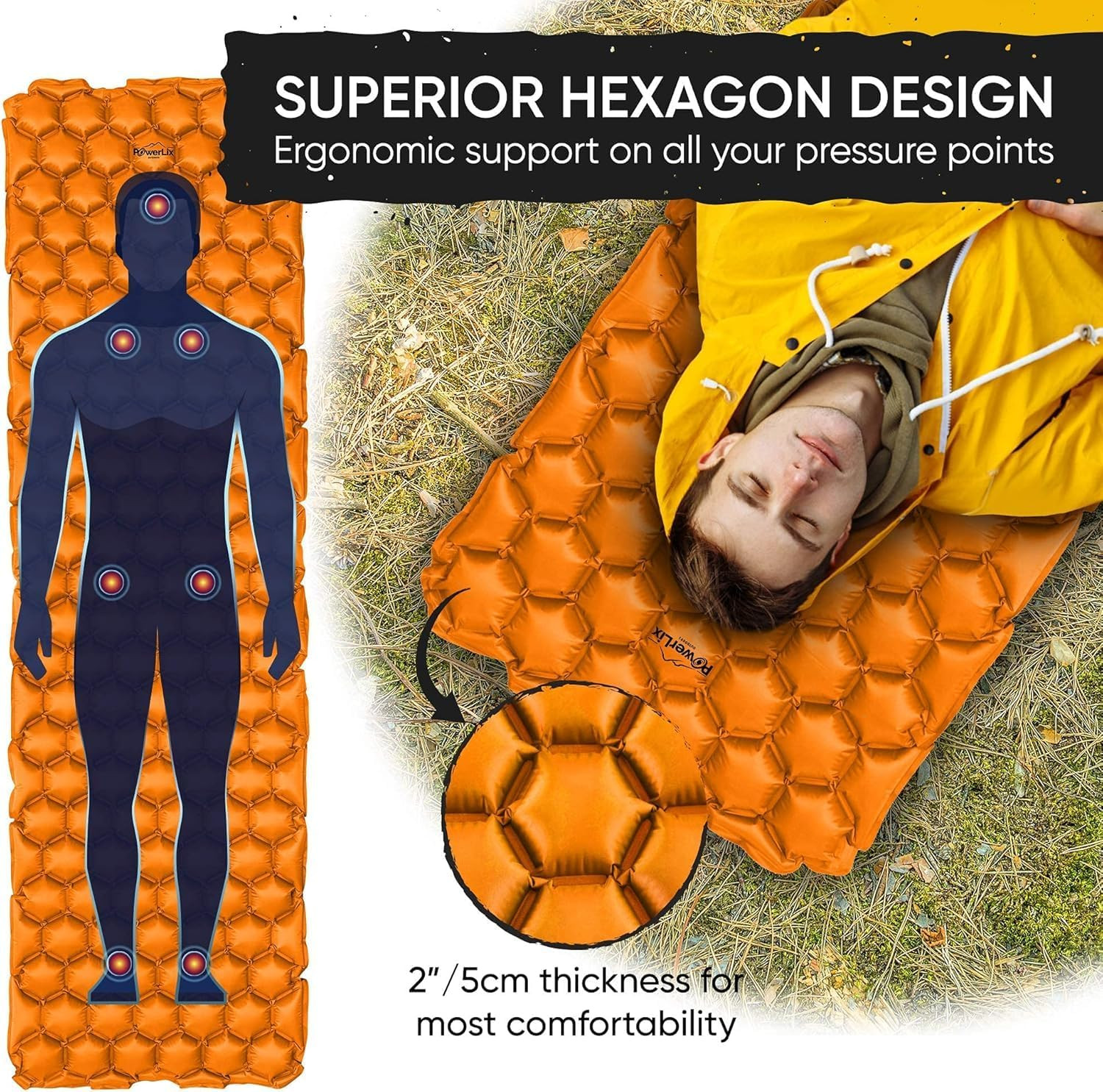 Ultralight Inflatable Camping Sleeping Pad - Camping Mattress for Backpacking, H
