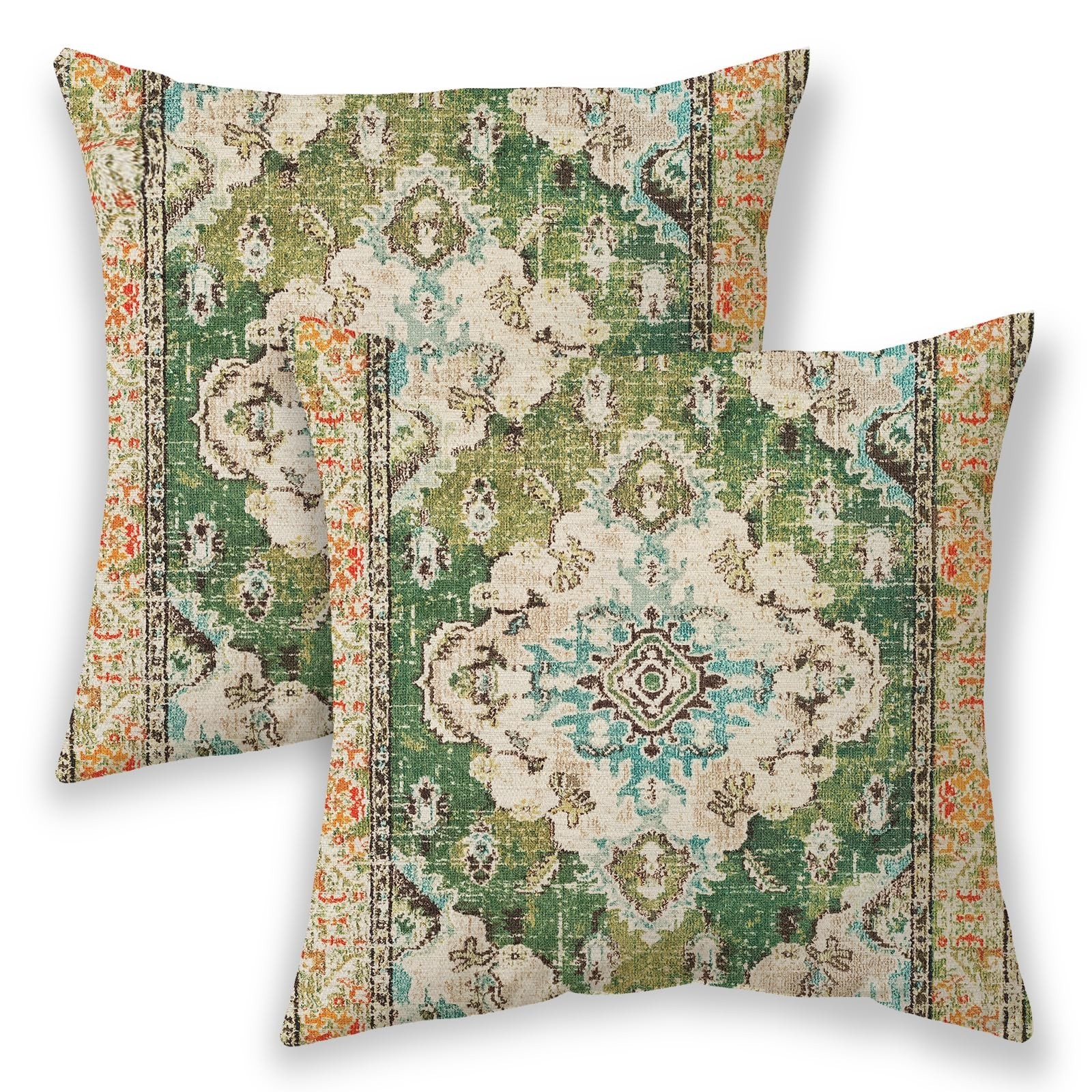 BETGINY Boho Pillow Covers 18x18, Olive Green Ethnic Design Outdoor Decorativ...