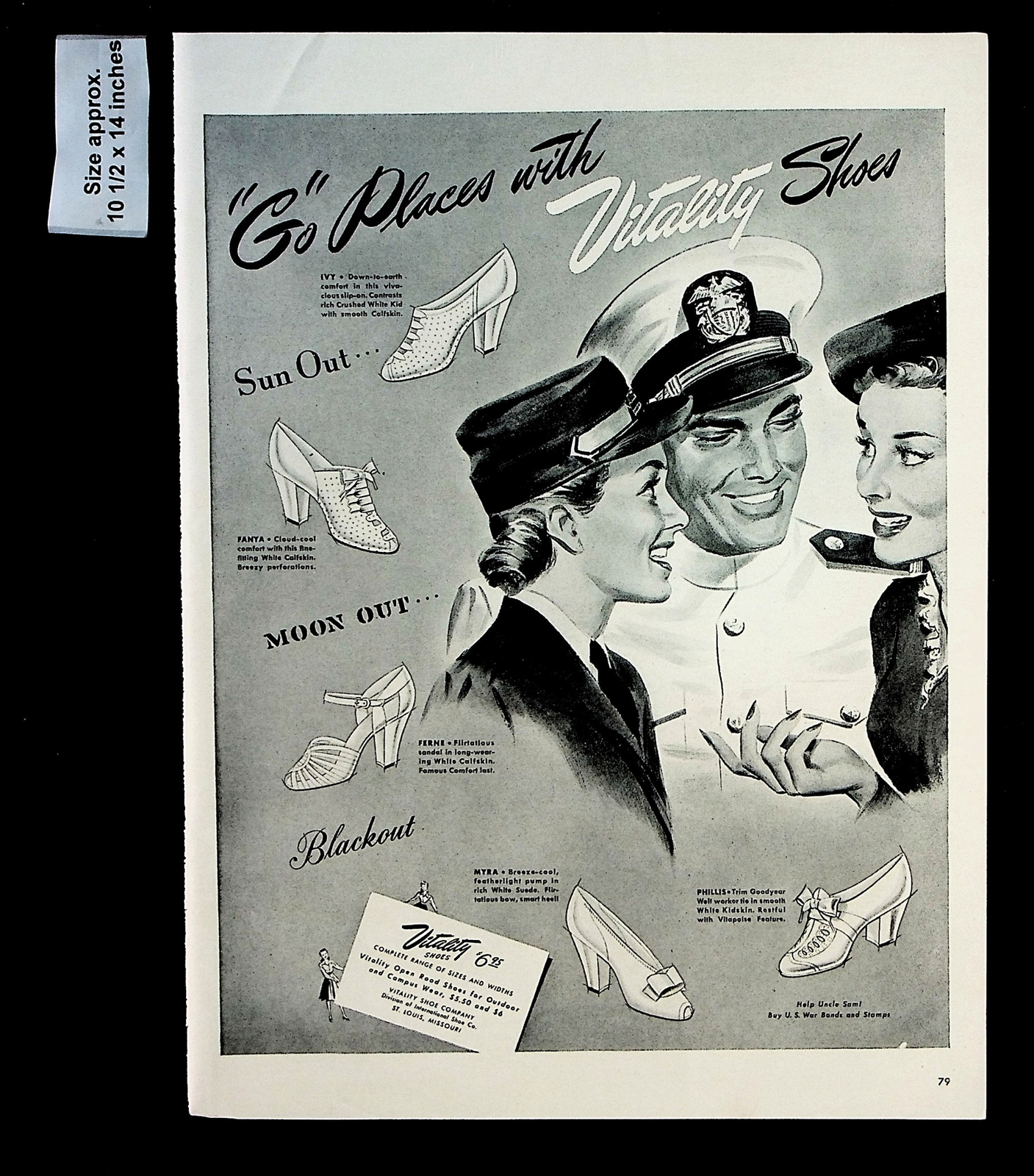 1943 Vitality Shoes Military Sailors Women Men Fashion Vintage Print Ad 32966