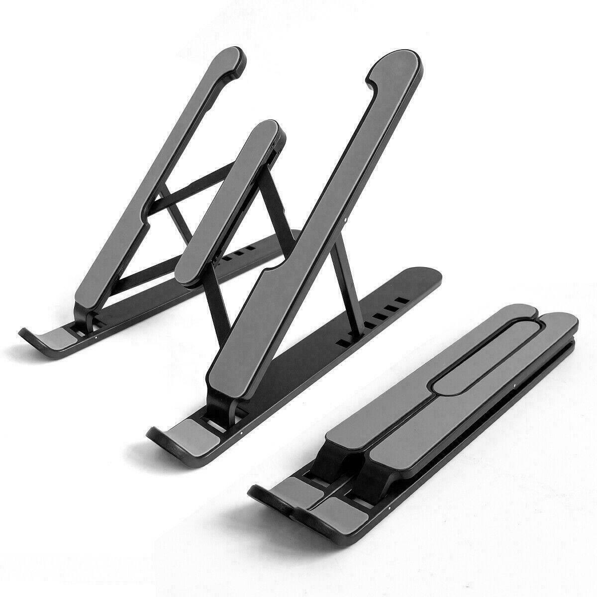 Black Portable Adjustable Plastic Laptop Stand Notebook Holder Foldable Riser