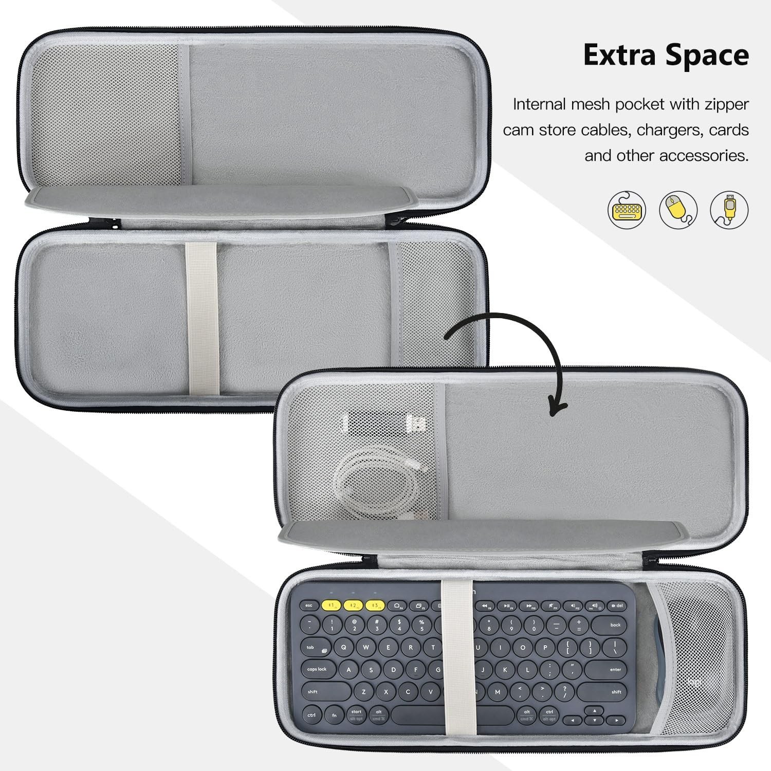 Hard Keyboard Carrying Case for Logitech Pebble Keys 2 K380s & Logitech K380 ...