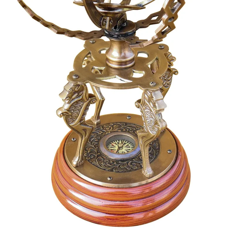 Armillary Sphere Globe with Compass Personalized Brass Astrolabe Nautical Gift