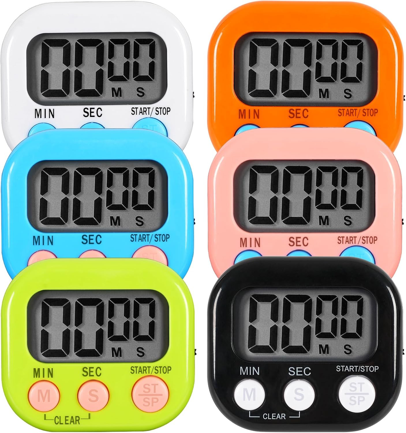 6 Pack Multi-Function Electronic Timer, Learning Management, Suitable for Kitche