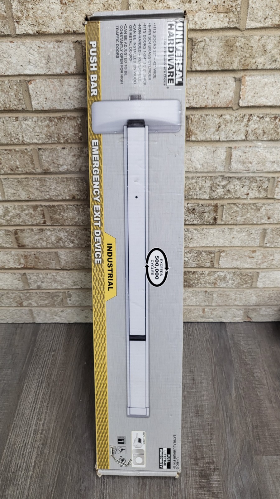 Universal Hardware Push Bar Exit Device Satin Aluminum Industrial - New Open Box