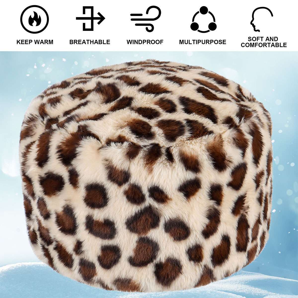 Faux Fur Winter Warm Hat for Women Classy Russian Hat with Fleece Snow Ski Cap