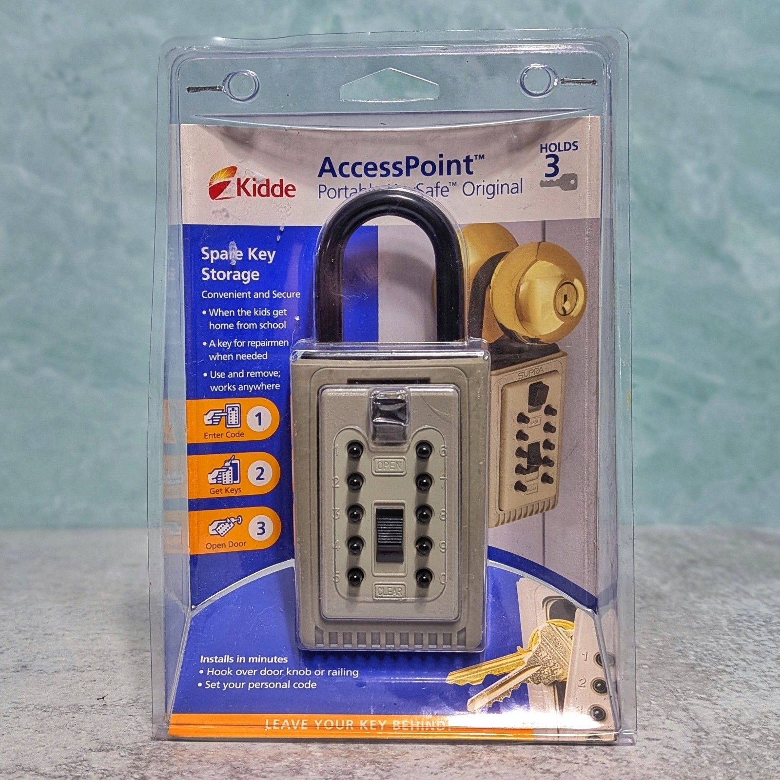 Kidde 001858 AccessPoint Security Portable Pushbutton Keysafe, Holds 3 Keys New