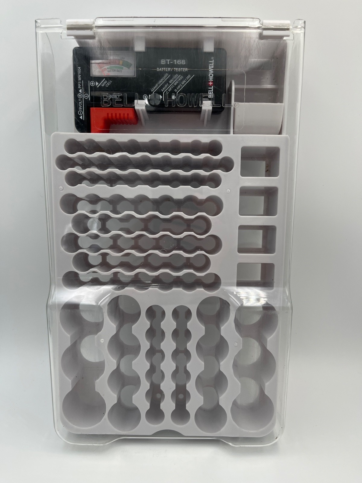 Bell + Howell BATTERY ORGANIZER STORAGE CASE HOLDS 93 BATTERIES + BATTERY TESTER
