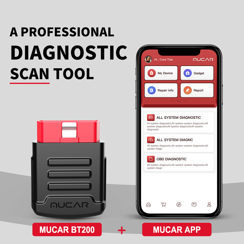NEWEST MUCAR BT200 Auto Diagnostic Scanner All System Scan Full OBD2 Code Reader