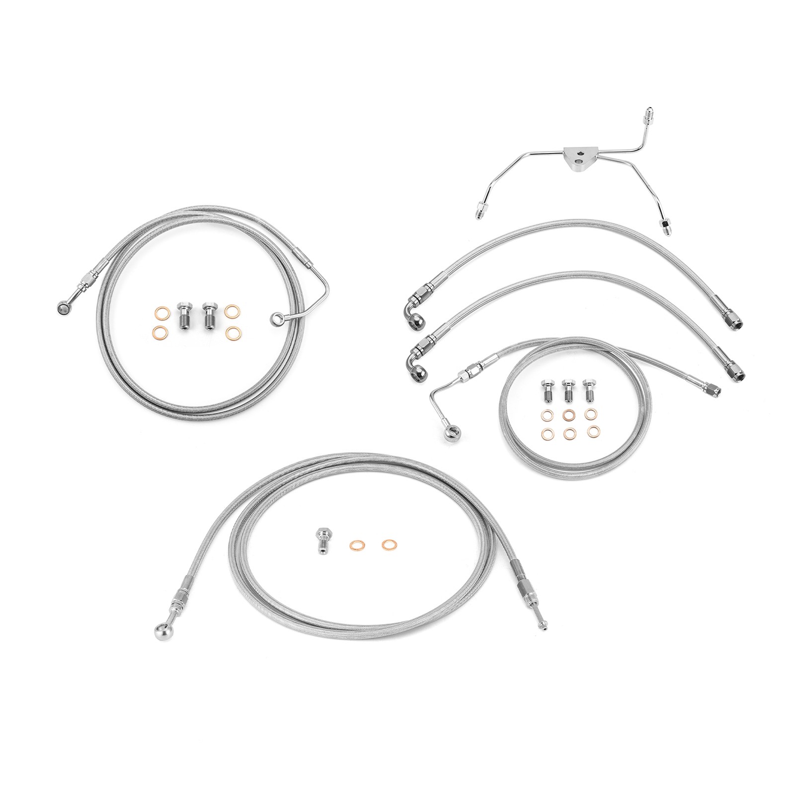 12"-14" Handlebar ABS Hydraulic Clutch Brake Line Kit For Road Street Glide