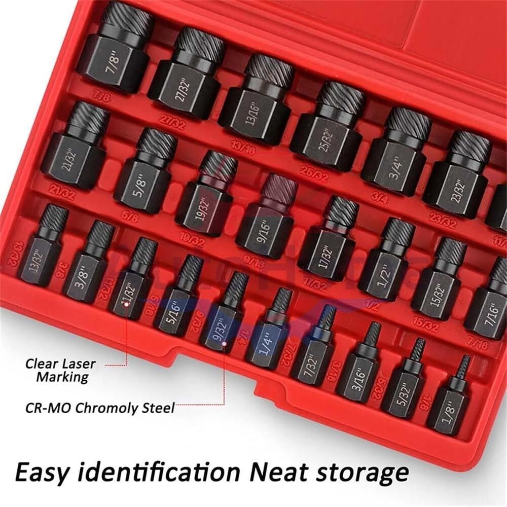 25Pcs Screw Extractor Set Hex Head Multi-Spline Easy Out Bolt Extractor Set
