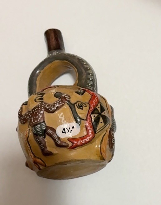 Replica Peru Moche Stirrup Spout Vessel Pottery Hand Painted