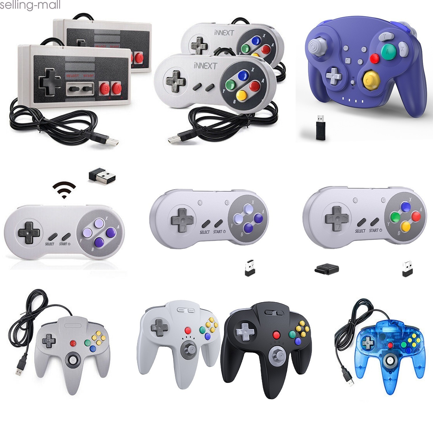 USB Wireless/Wired SNES/NES/N64/Gamecube Controller for PC Mac Raspberry Pi