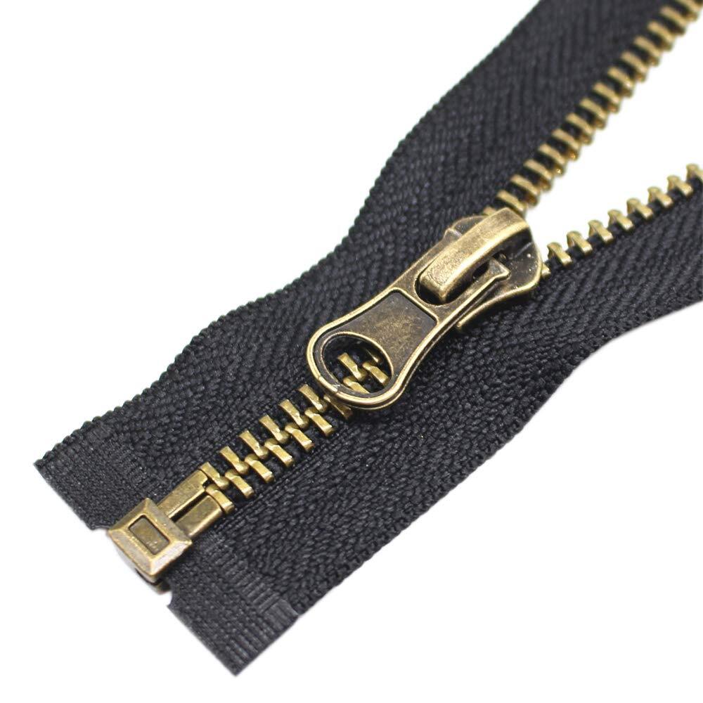 2PCS #5 29 Inch Antique Brass Separating Jacket Zipper Y-Teeth Metal Zippers ...