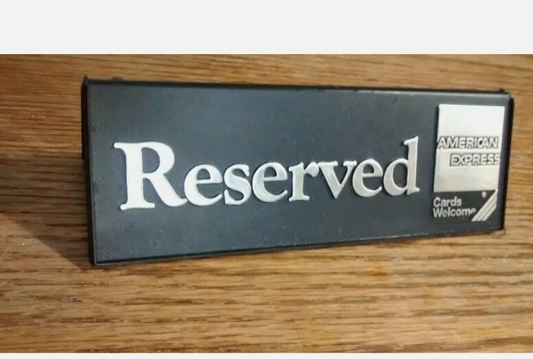 Vint.American Express Reserved Table Seat SignsTent Style Display  a