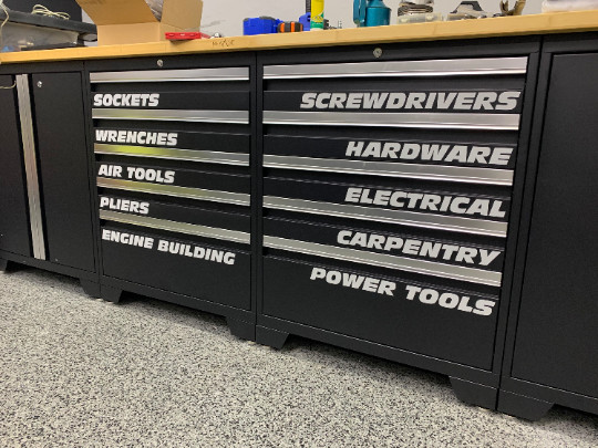Custom Made Labels for NewAge Garage Tool Drawer (10 Count) Decals