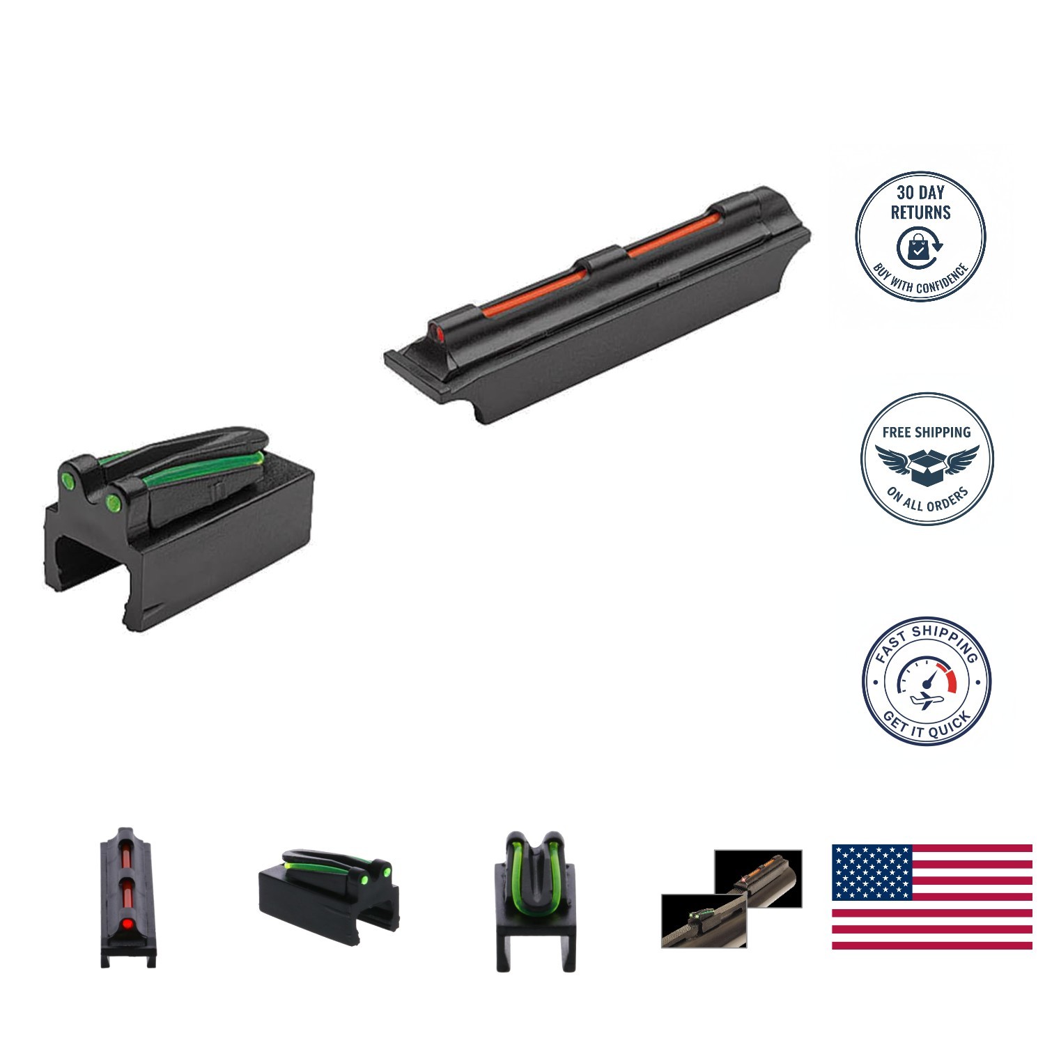 High Visibility Fiber Optic Shotgun Sight with Magnetic Mount - 1/4" Compatible