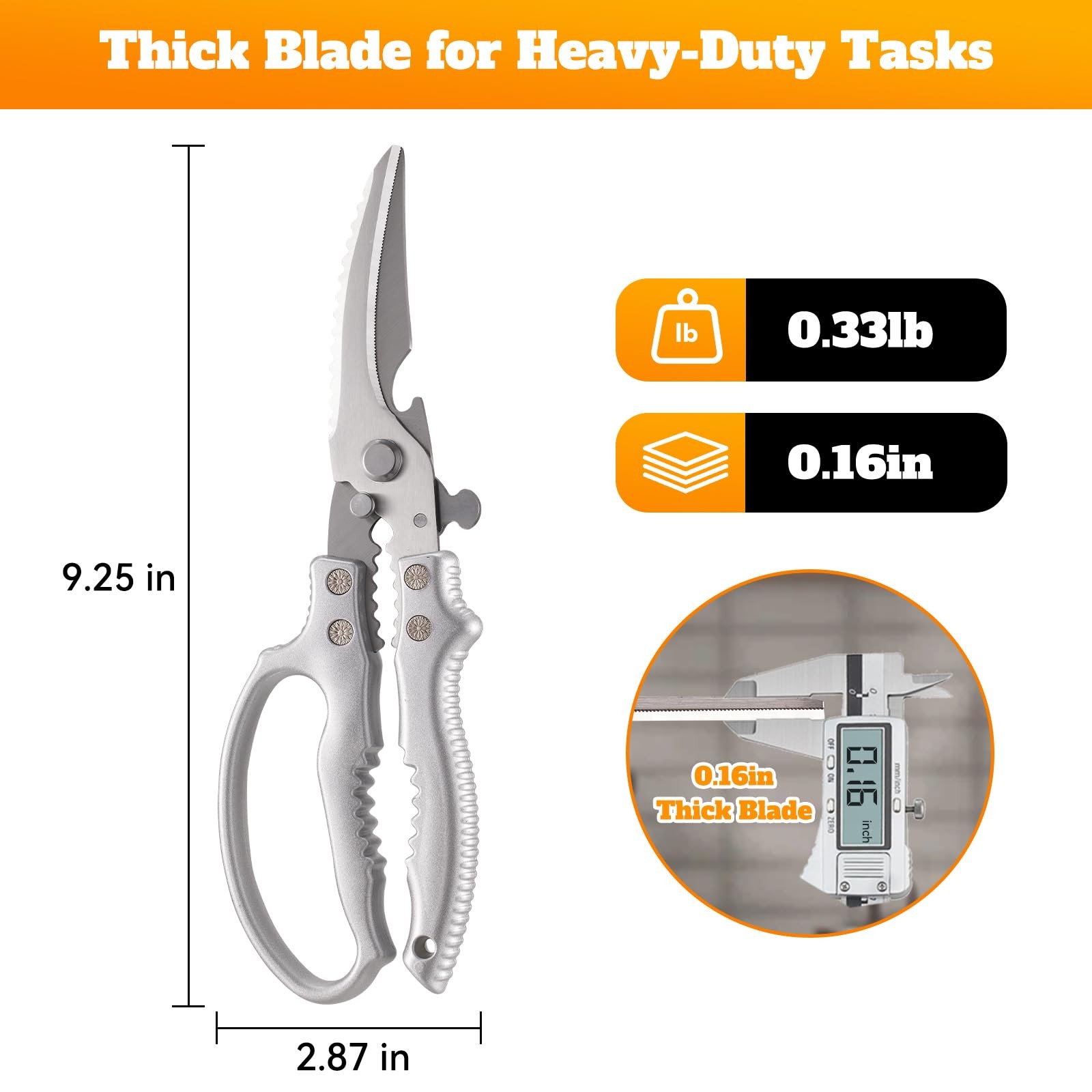 Heavy Duty Kitchen Scissors, Poultry Shears Meat, Chicken, Bone, Turkey, Fish.