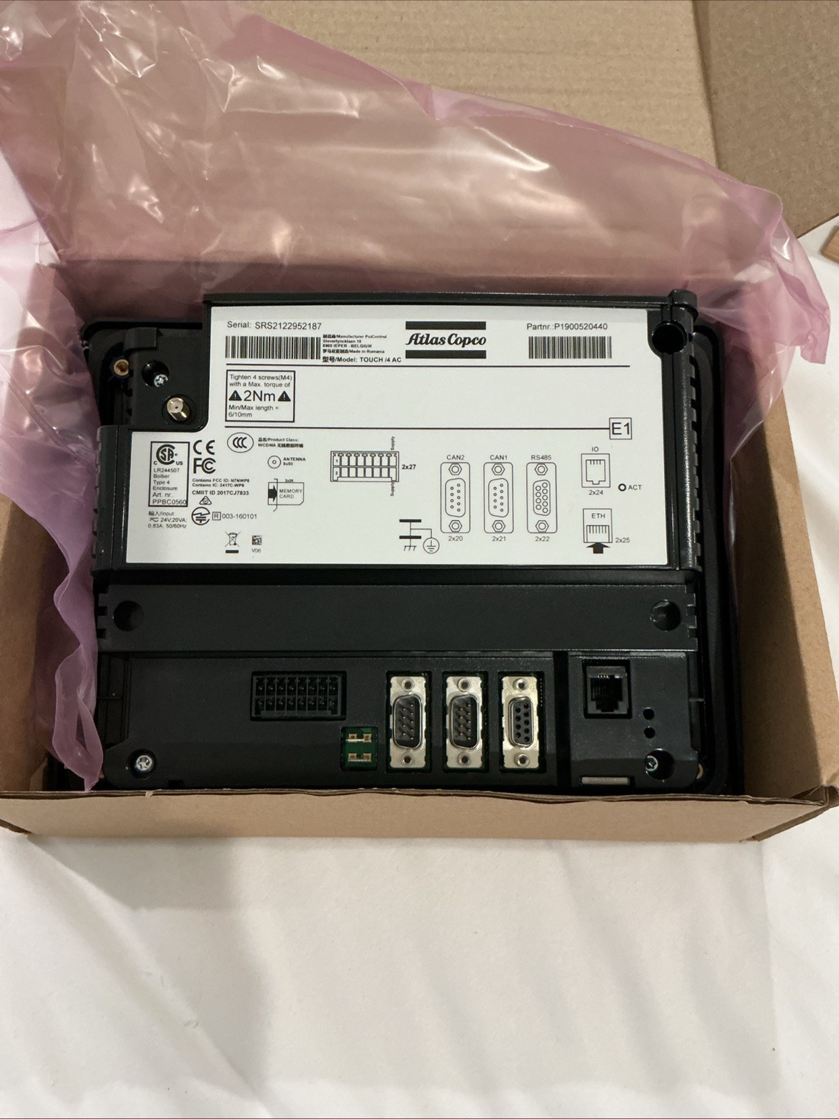 1900520440 CONTROL PANEL FOR ATLAS COPCO AIR COMPRESSOR / Programmed