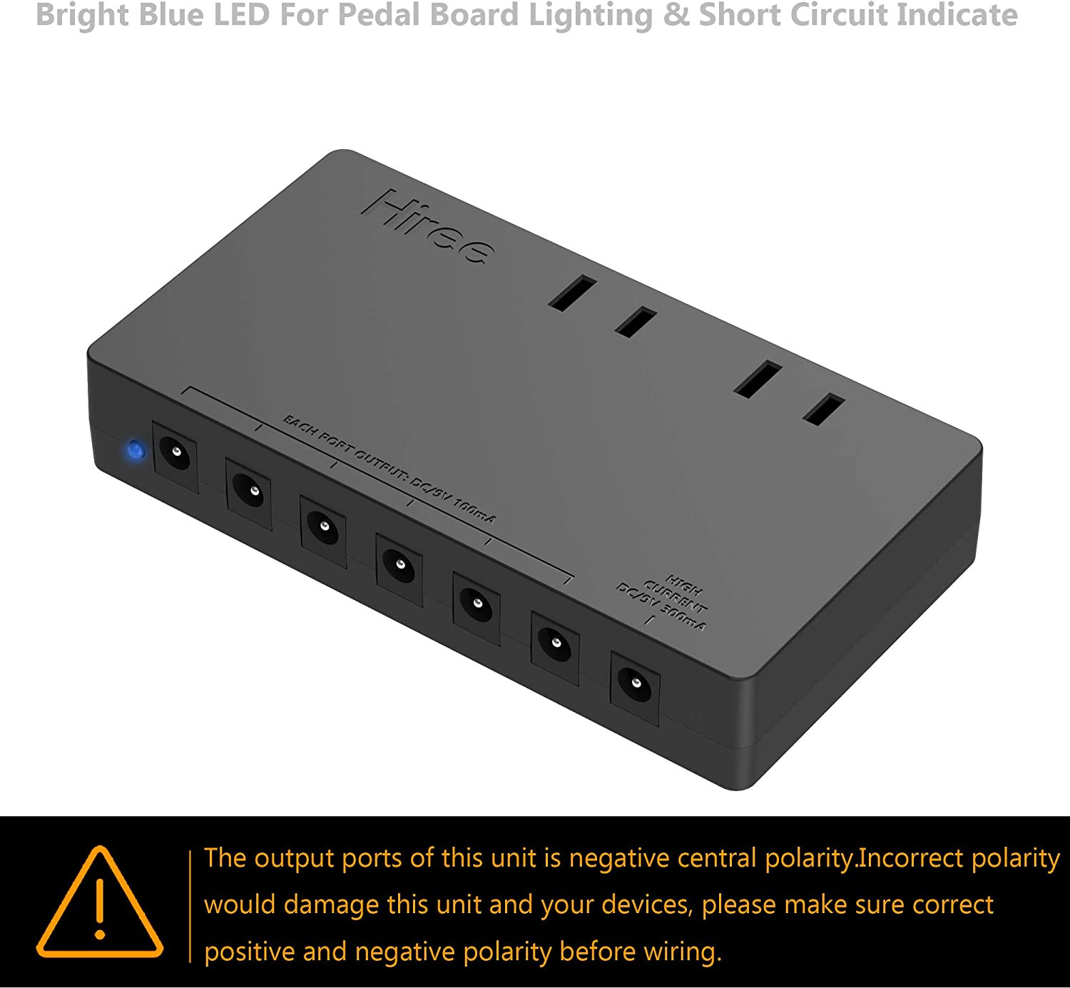 Guitar Pedal Power Supply 7 DC Output for 9V Effect Pedal Board with 2 AC Outlet