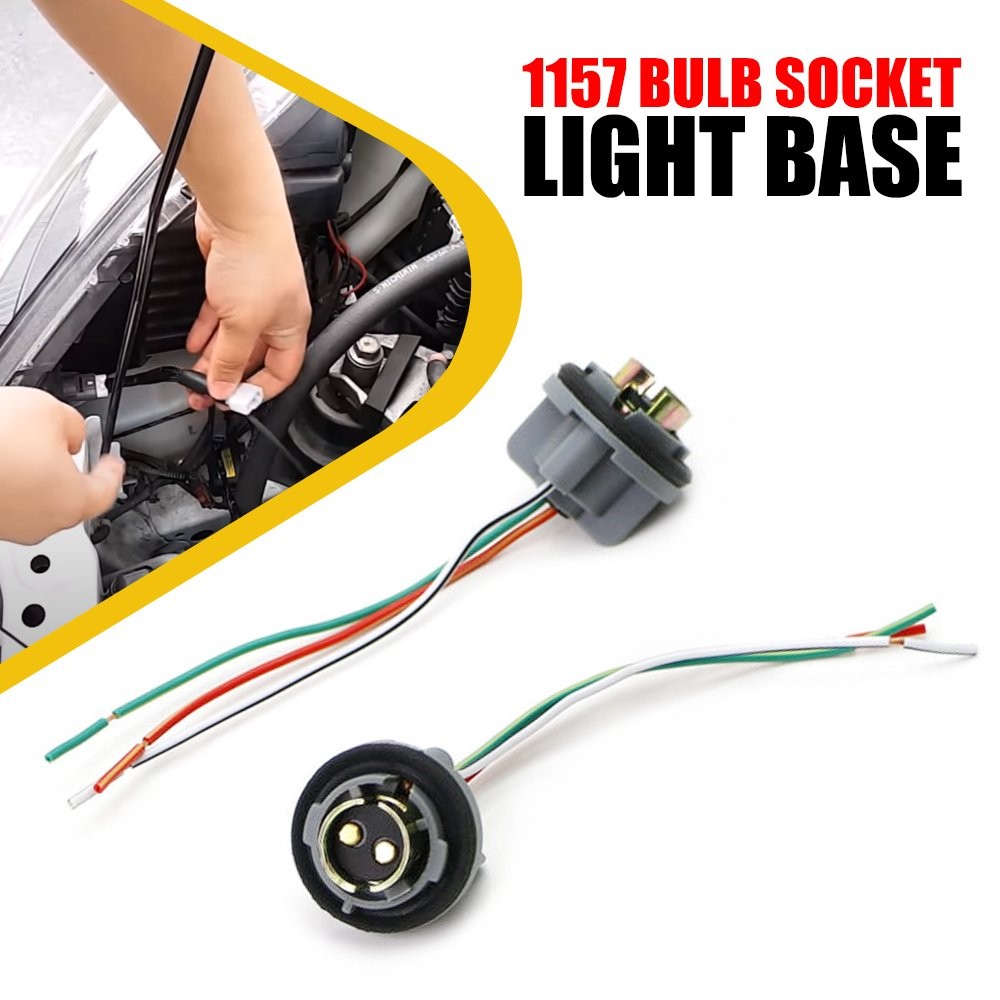 2pcs 1157 LED Brake Turn Light Bulb Socket Light Base Harness Wire Pigtail Plug