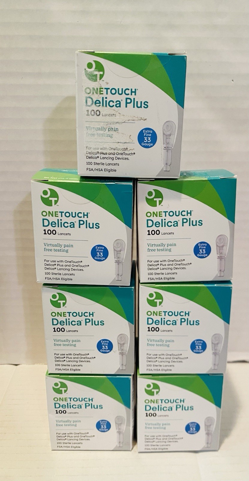 7 New Boxes of ONE TOUCH DELICA PLUS 33 GAUGE LANCETS 100 Ct Each Diabetic