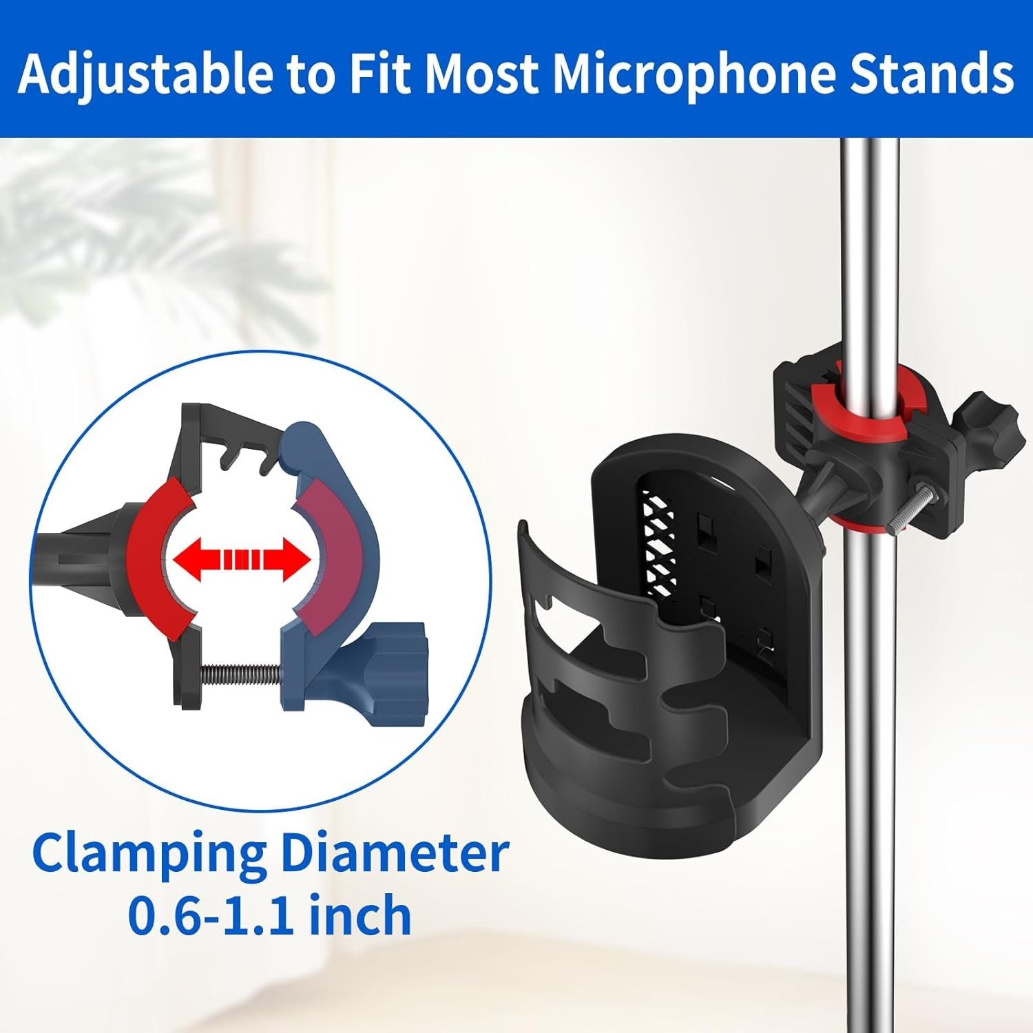Adjustable Mic Stand Drink Holder with 360° Rotate Microphone Stand Cup Holde...