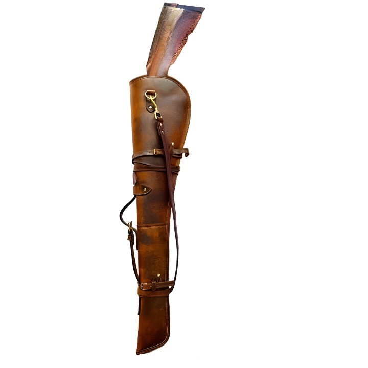 Leather Rifle Scabbard Hunting Gun Case with Adjustable Strap Padded Carry Case