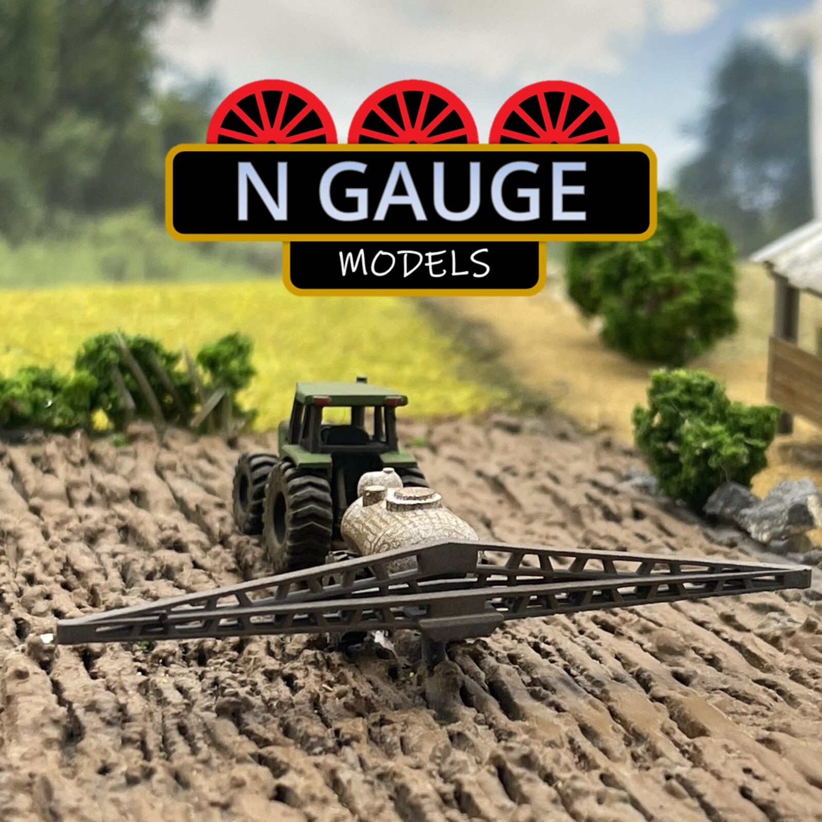 PAINTED- N Scale Gauge 1:148 Farm Tractor & Crop Sprayer (Farmyard 1:160)